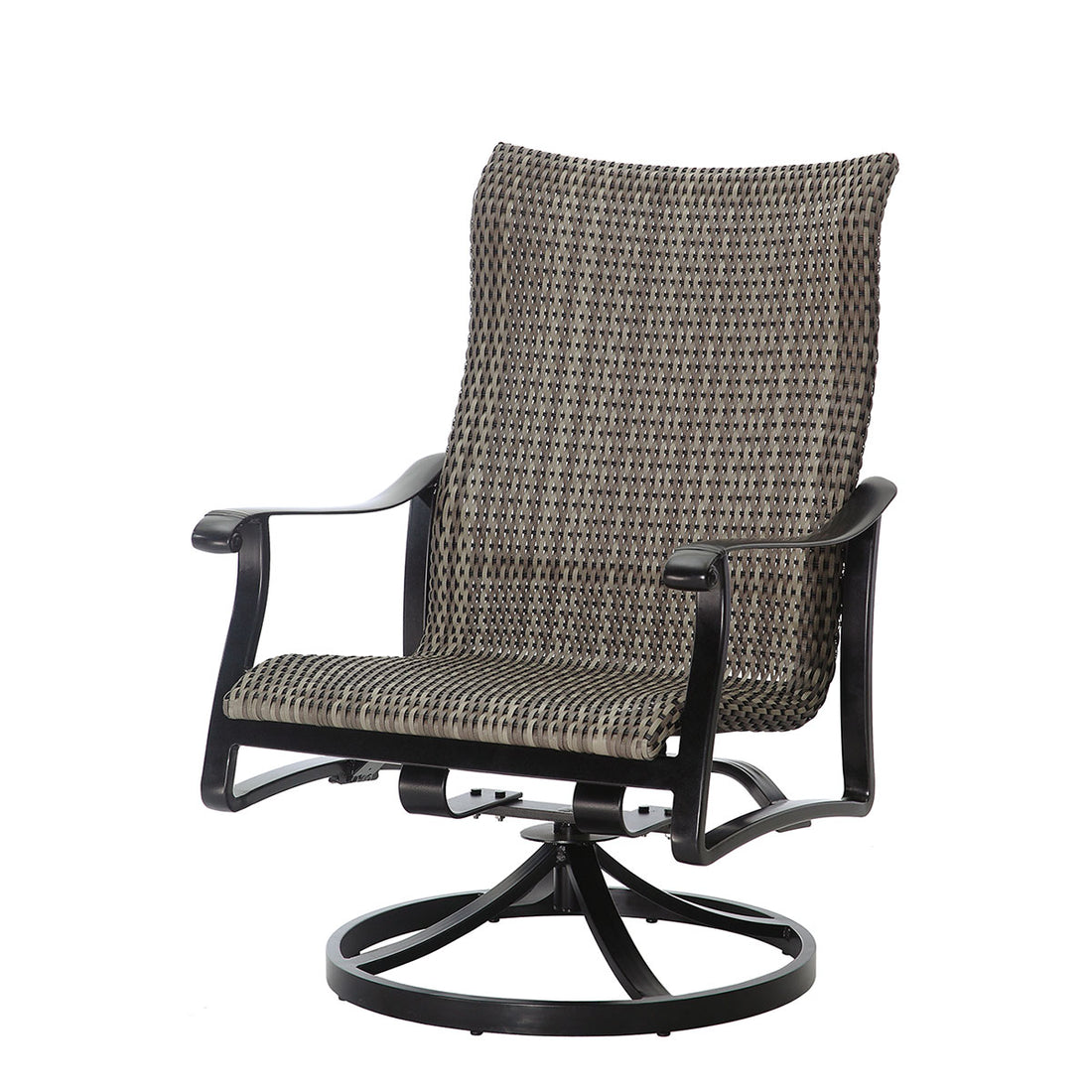 Gensun Lucerne Woven High Back Swivel Rocking Lounge Chair in Midnight Gold