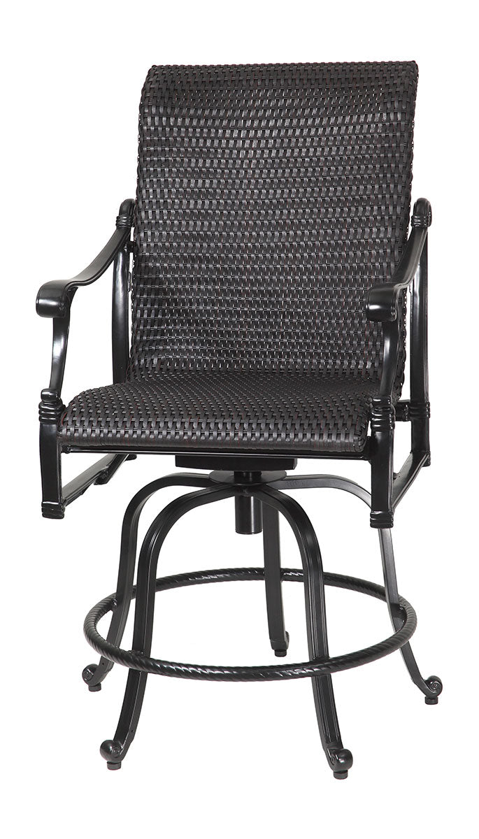 Gensun Michigan Woven Swivel Rocking Balcony Stool in Carbon