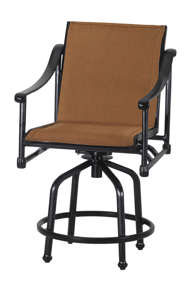Gensun Morro Bay Padded Sling Swivel Balcony Stool in Carbon