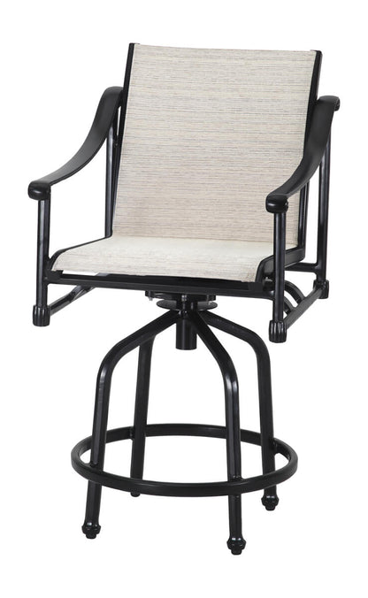 Gensun Morro Bay Sling Swivel Bar Stool in Carbon