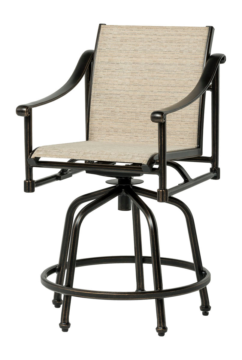 Gensun Morro Bay Sling Swivel Rocking Balcony Stool in Carbon