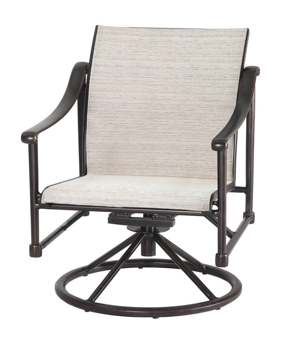 Gensun Morro Bay Sling Swivel Rocking Lounge Chair in Carbon