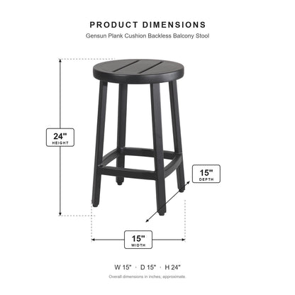 Gensun Plank Cushion Backless Balcony Stool dimensions: 15 in W x 15 in D x 24 in H
