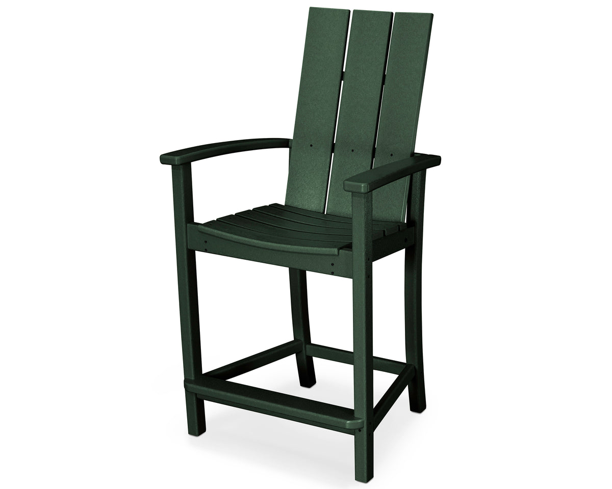 POLYWOOD Modern Adirondack Counter Chair in Green