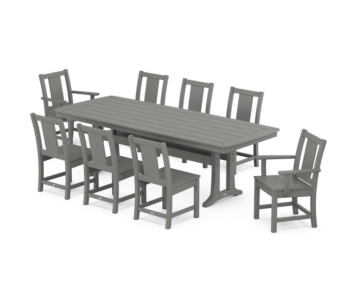 POLYWOOD Prairie 9-Piece Dining Set with Trestle Legs in Slate Grey