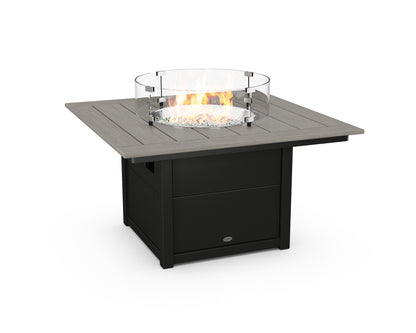 POLYWOOD Square 42" Fire Pit Table in Black / Driftwood