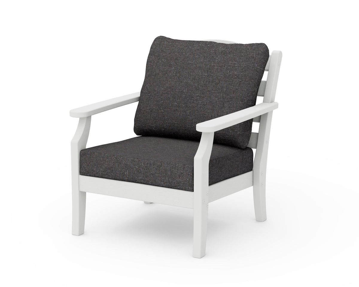 POLYWOOD Savannah Deep Seating Chair in Vintage White / Ash Charcoal
