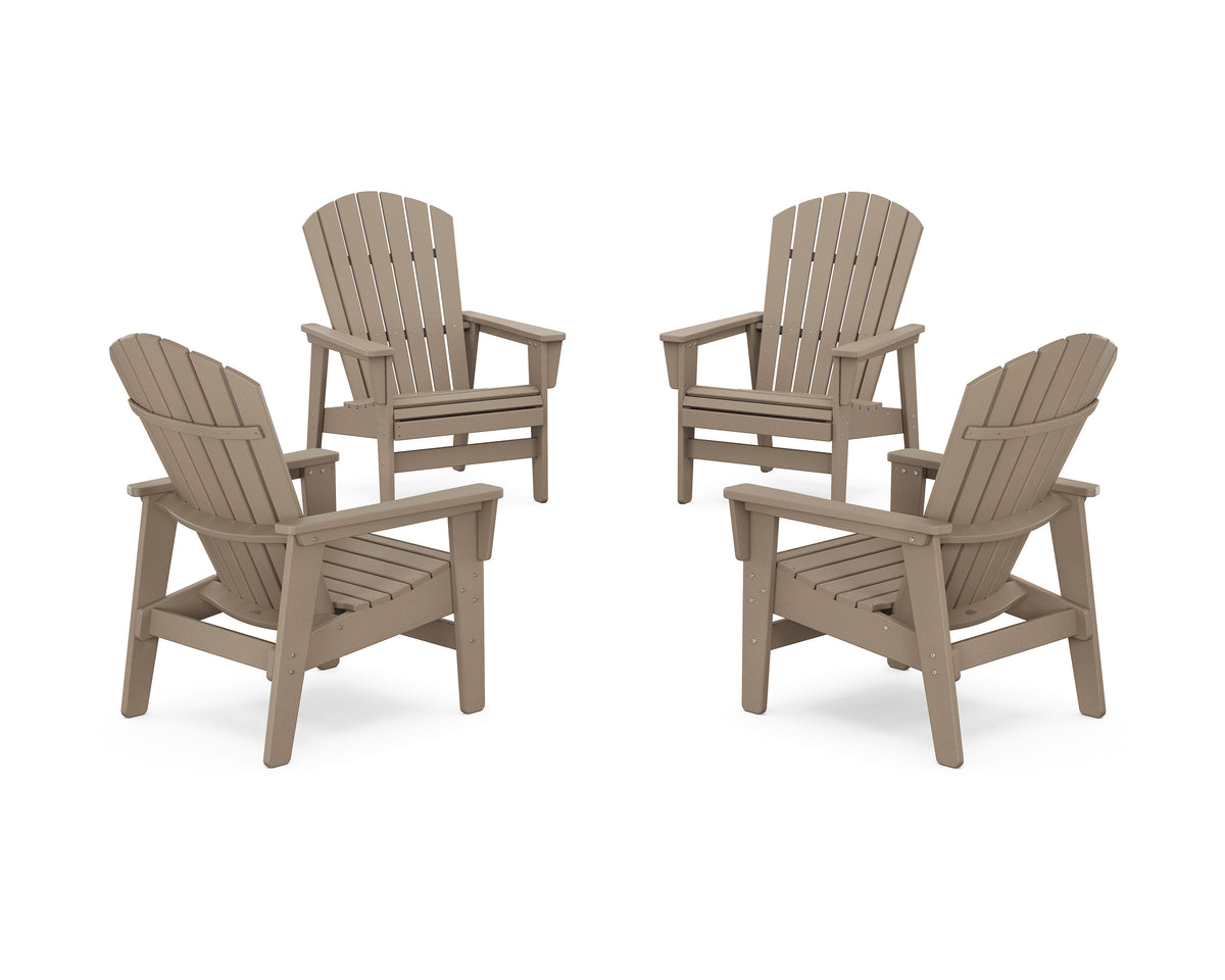 POLYWOOD 4-Piece Nautical Grand Upright Adirondack Chair Conversation Set in Vintage Sahara
