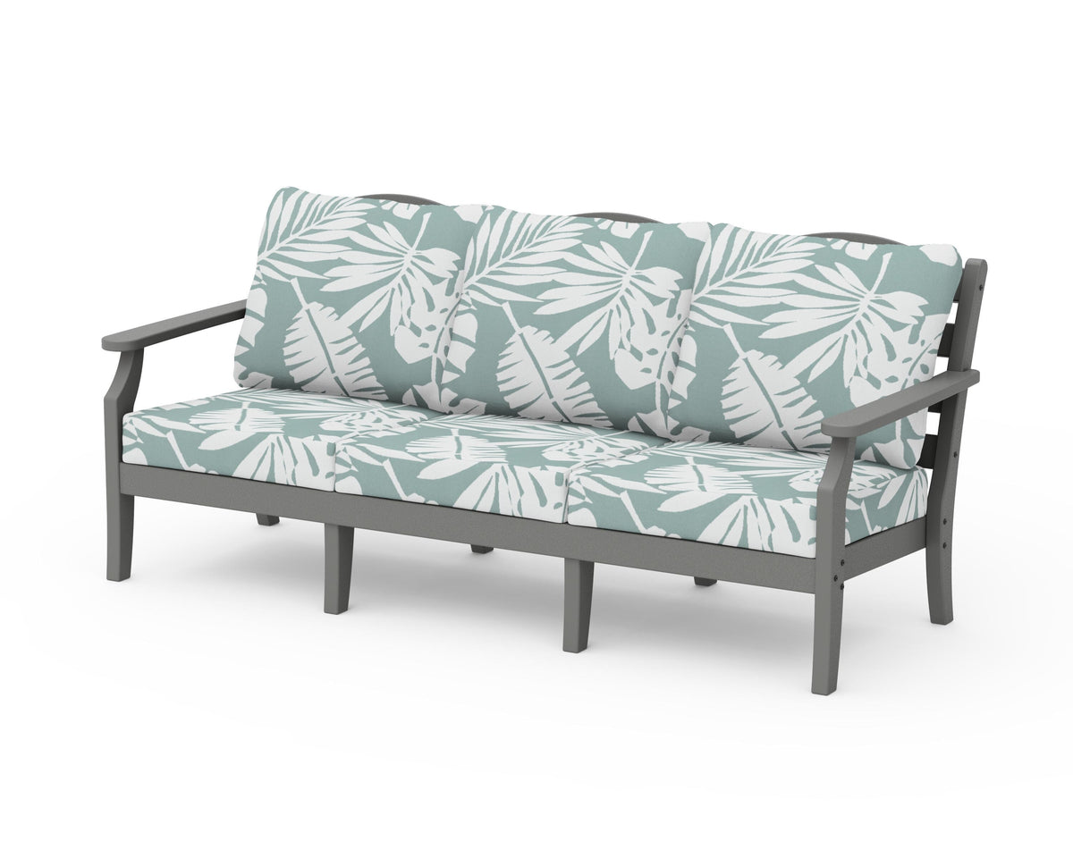 POLYWOOD Savannah Deep Seating Sofa in Slate Grey / Leaf Glacier Spa