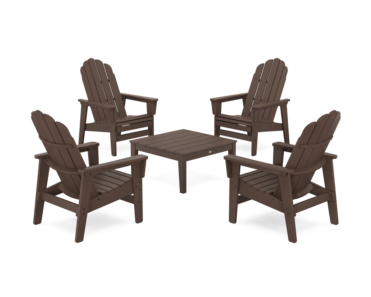 POLYWOOD 5-Piece Vineyard Grand Upright Adirondack Chair Conversation Group in Mahogany
