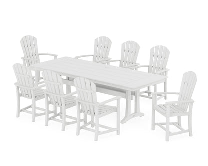 POLYWOOD Palm Coast 9-Piece Farmhouse Dining Set with Trestle Legs in White