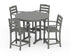 POLYWOOD La Casa Café 5-Piece Round Farmhouse Counter Set in Slate Grey