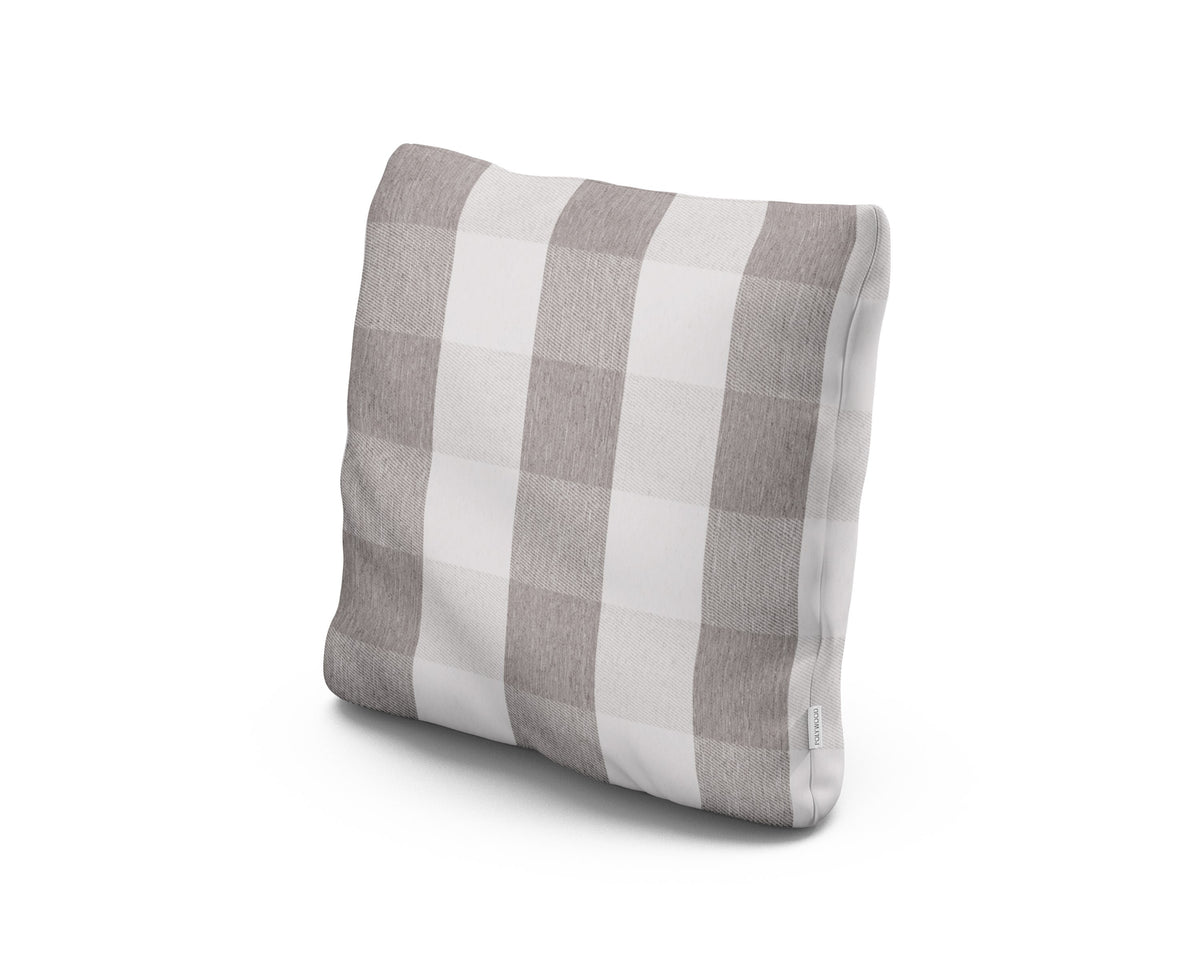 POLYWOOD 18" Outdoor Throw Pillow in Buffalo Plaid Grey Mist