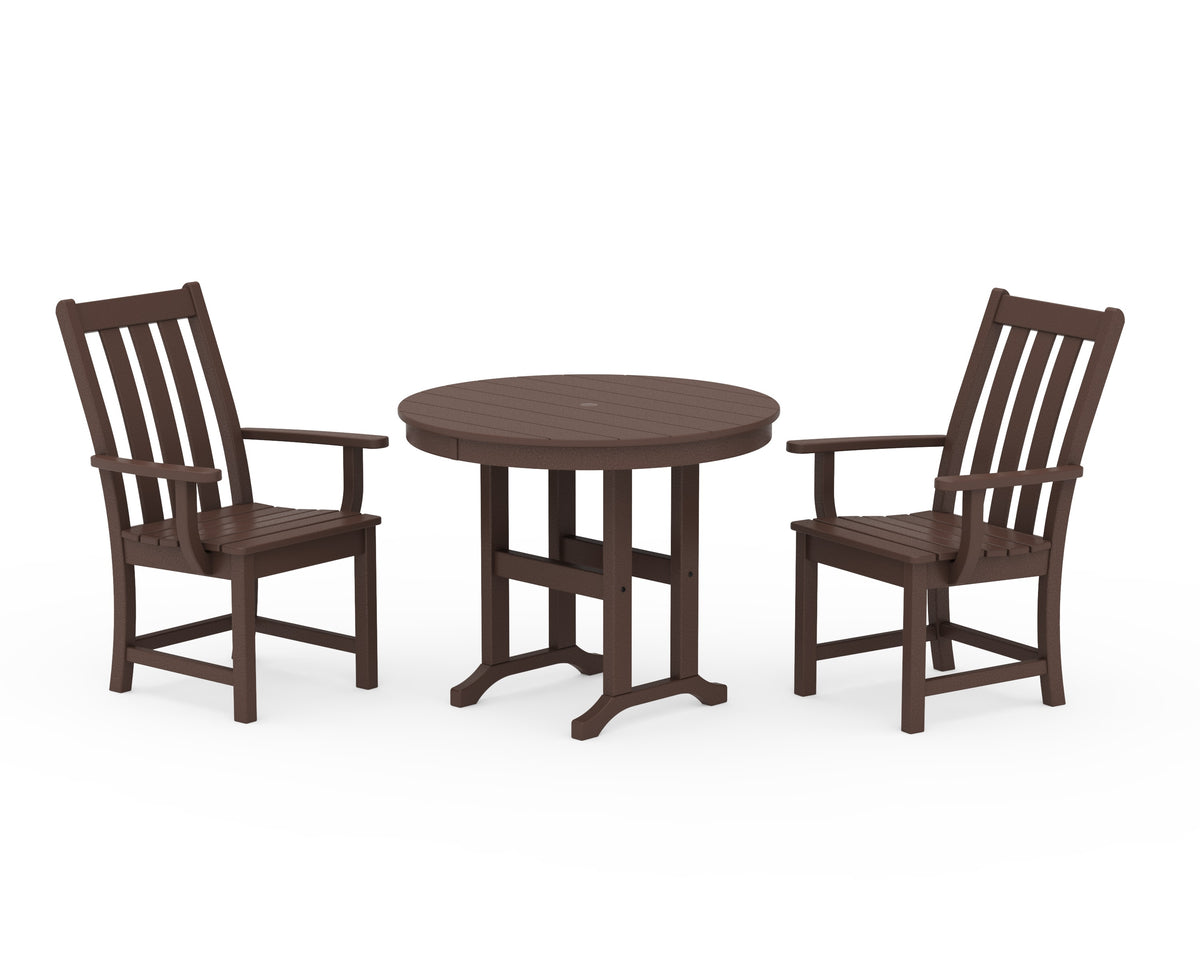 POLYWOOD Vineyard 3-Piece Round Dining Set in Mahogany