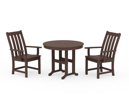 POLYWOOD Vineyard 3-Piece Round Dining Set in Mahogany