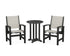 POLYWOOD Coastal 3-Piece Round Bistro Dining Set in Black / Birch