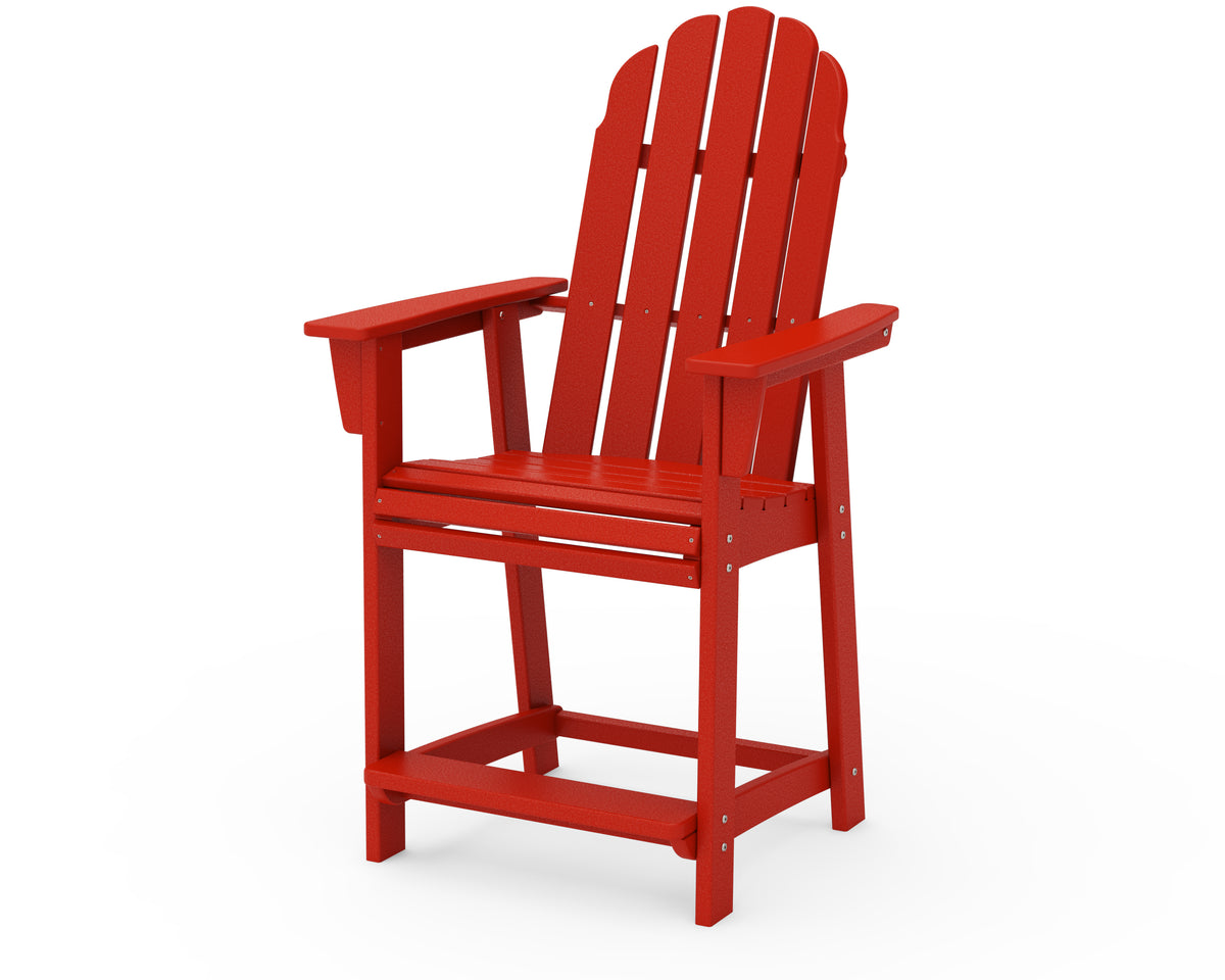 POLYWOOD Vineyard Curveback Adirondack Counter Chair in Sunset Red