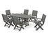 POLYWOOD Signature Folding Chair 7-Piece Dining Set in Slate Grey