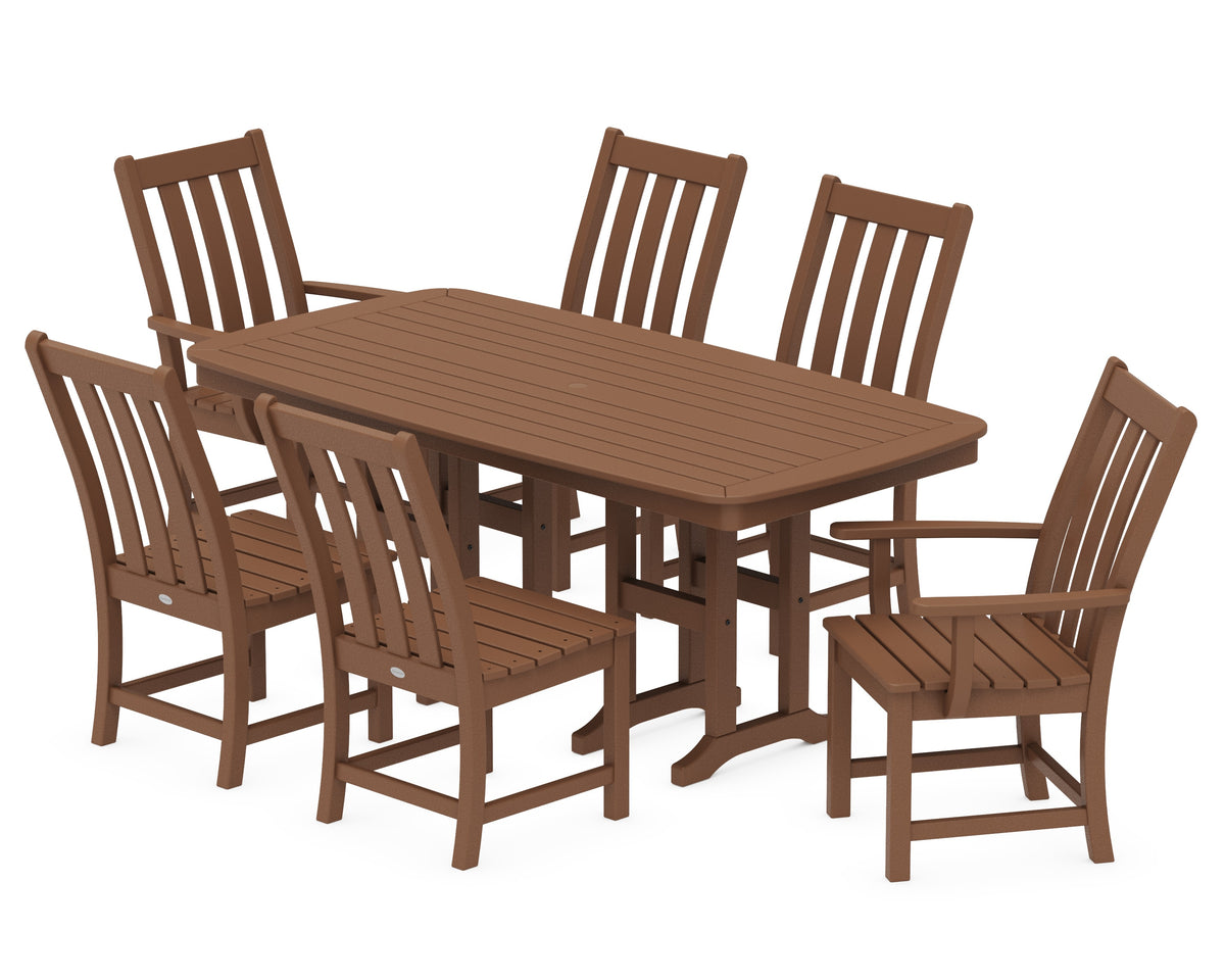 POLYWOOD Vineyard 7-Piece Dining Set - 37" x 72" Table in Teak