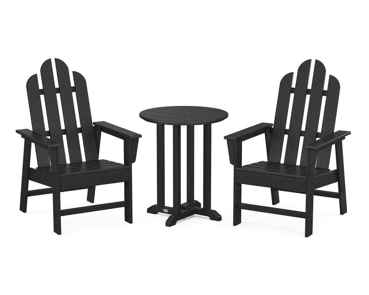 POLYWOOD Long Island 3-Piece Round Bistro Dining Set in Black