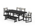 POLYWOOD EDGE Sling 6-Piece Dining Set with Bench in Black / Birch
