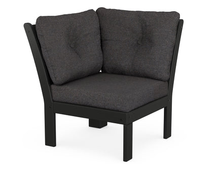 POLYWOOD Vineyard Modular Corner Chair in Black / Ash Charcoal