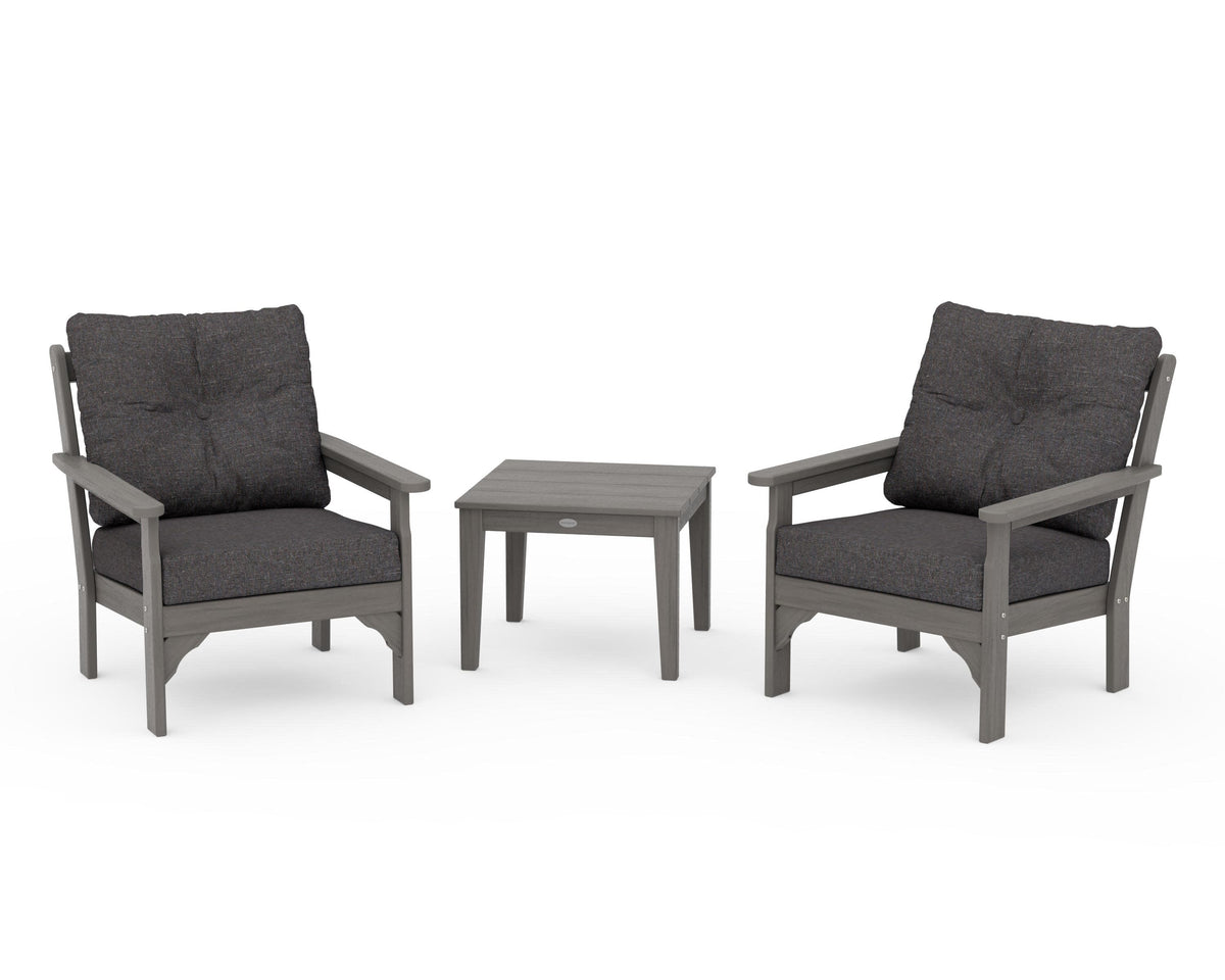 POLYWOOD Vineyard 3-Piece Deep Seating Set in Driftwood / Ash Charcoal