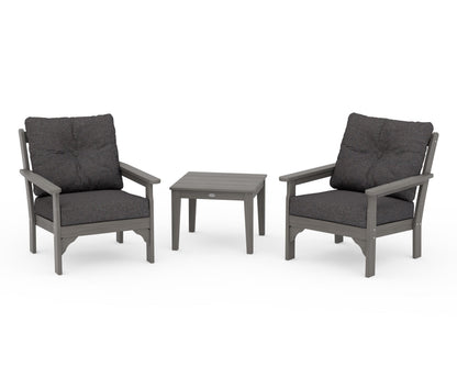 POLYWOOD Vineyard 3-Piece Deep Seating Set in Driftwood / Ash Charcoal
