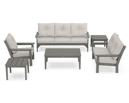 POLYWOOD Vineyard 6-Piece Deep Seating Set in Slate Grey / Cast Ash