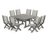 POLYWOOD Coastal Folding Side Chair 9-Piece Farmhouse Dining Set in Slate Grey / Birch