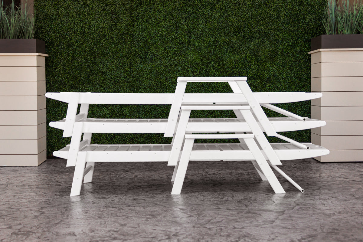 POLYWOOD Nautical Chaise with Arms in White in an outdoor setting (2)