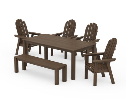 POLYWOOD Vineyard Curveback Adirondack 6-Piece Parsons Dining Set with Bench in Kona