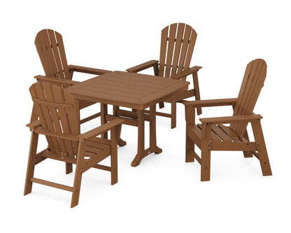 POLYWOOD South Beach 5-Piece Dining Set with Trestle Legs - 37" Table in Teak