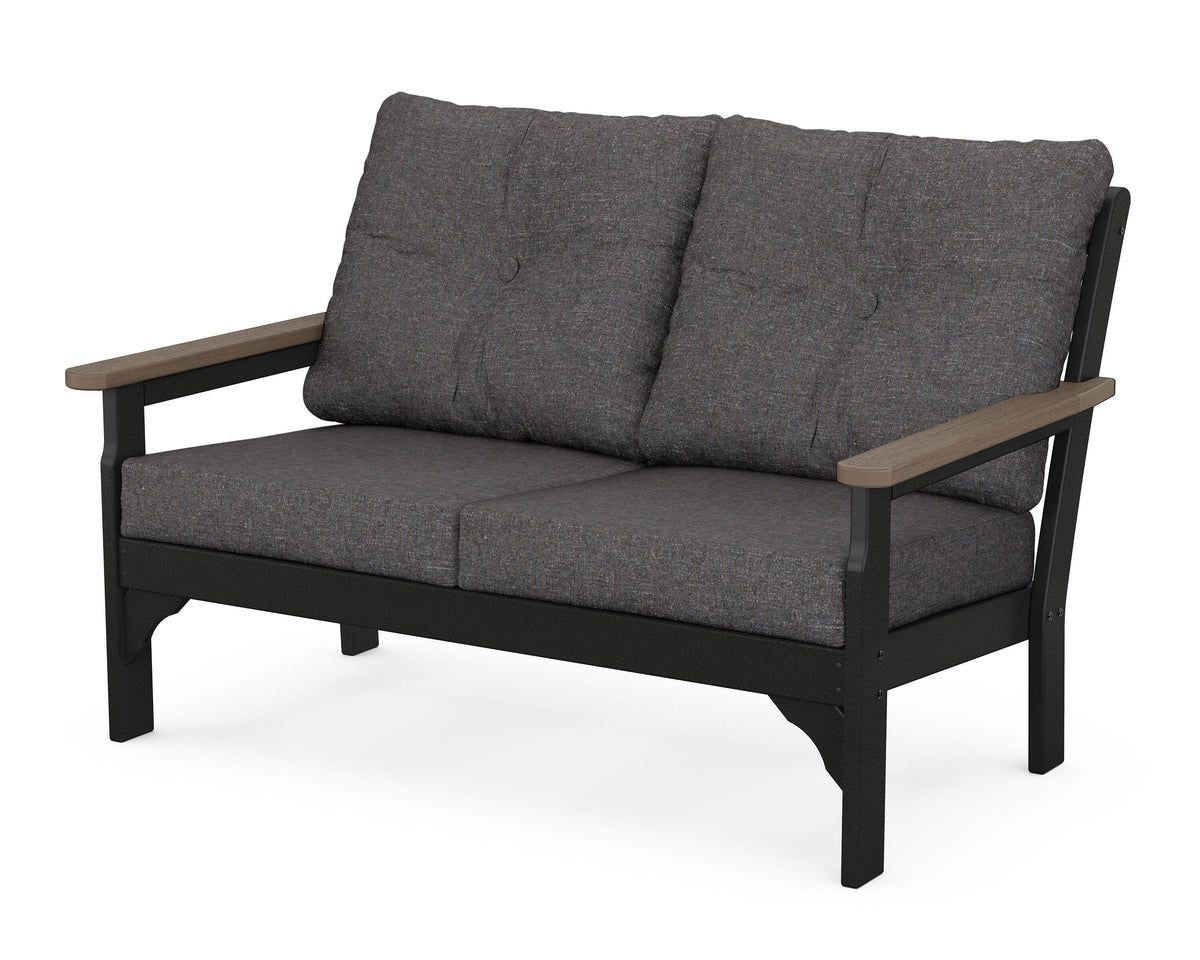 POLYWOOD Vineyard Deep Seating Loveseat in Black / Kona / Ash Charcoal