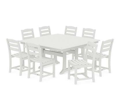 POLYWOOD La Casa Café 9-Piece Nautical Trestle Dining Set in Vintage White