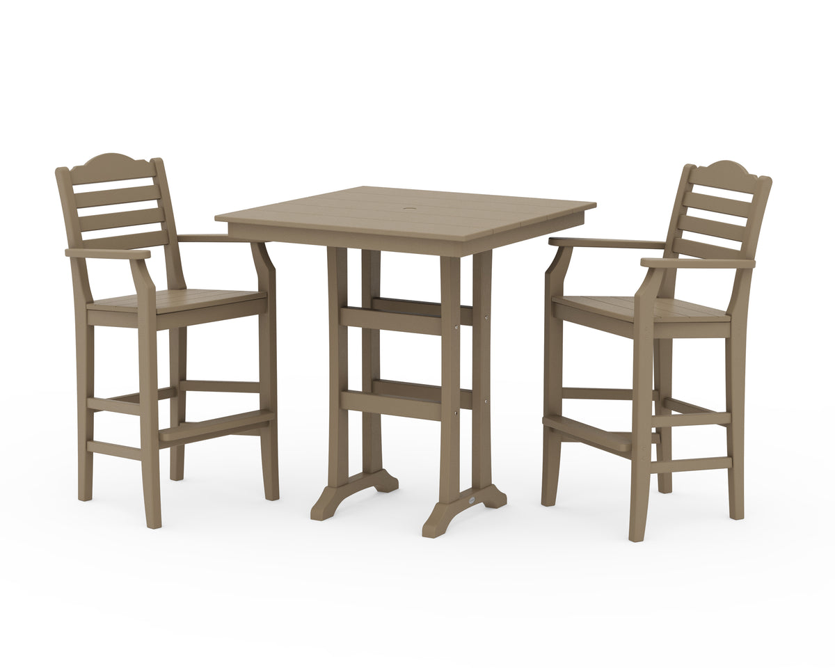 POLYWOOD Savannah 3-Piece Farmhouse Bar Set with Trestle Legs in Vintage Sahara