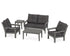 POLYWOOD Vineyard 5-Piece Deep Seating Set with Two Chairs and Loveseat in Slate Grey / Ash Charcoal