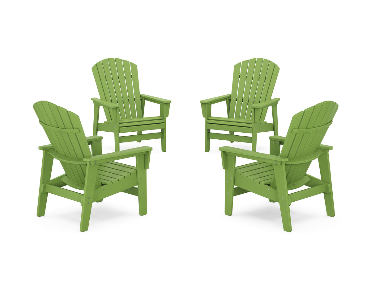 POLYWOOD 4-Piece Nautical Grand Upright Adirondack Chair Conversation Set in Lime