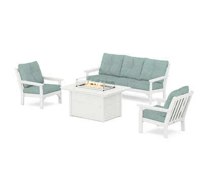 POLYWOOD Vineyard Deep Seating Fire Pit Table Set