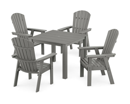 POLYWOOD Nautical Curveback Adirondack 5-Piece Parsons Dining Set in Slate Grey