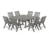 POLYWOOD Vineyard Folding Chair 9-Piece Square Dining Set with Trestle Legs in Slate Grey