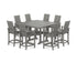 POLYWOOD Modern Adirondack 9-Piece Farmhouse Trestle Counter Set in Slate Grey