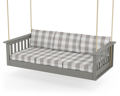 POLYWOOD Vineyard Daybed Swing in Slate Grey / Buffalo Plaid Grey Mist
