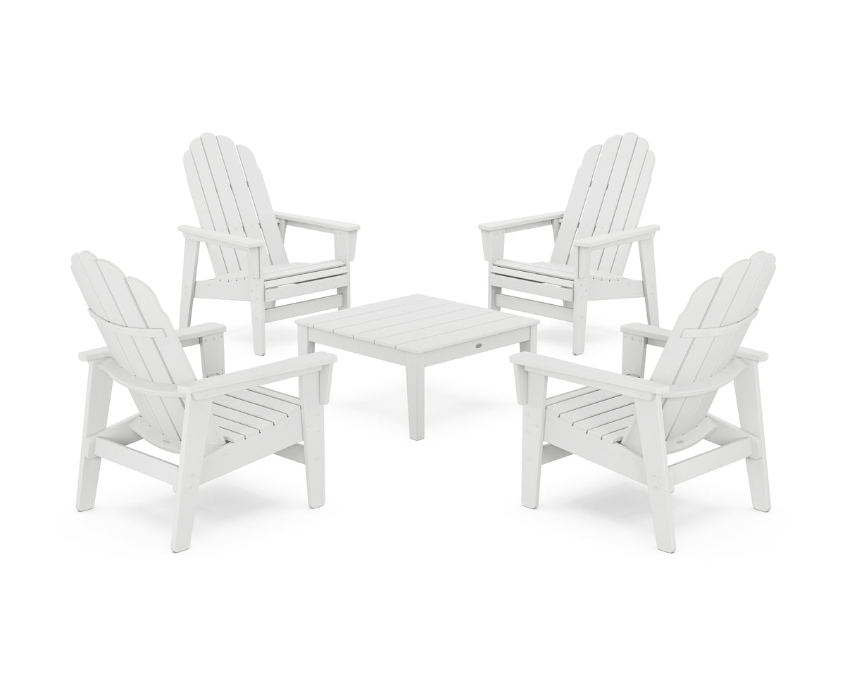 POLYWOOD 5-Piece Vineyard Grand Upright Adirondack Chair Conversation Group in White
