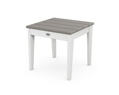POLYWOOD Newport 18" Side Table in White / Driftwood
