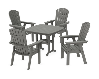 POLYWOOD Nautical Curveback Adirondack 5-Piece Dining Set - 37" Table in Slate Grey