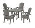 POLYWOOD Nautical Curveback Adirondack 5-Piece Dining Set - 37" Table in Slate Grey