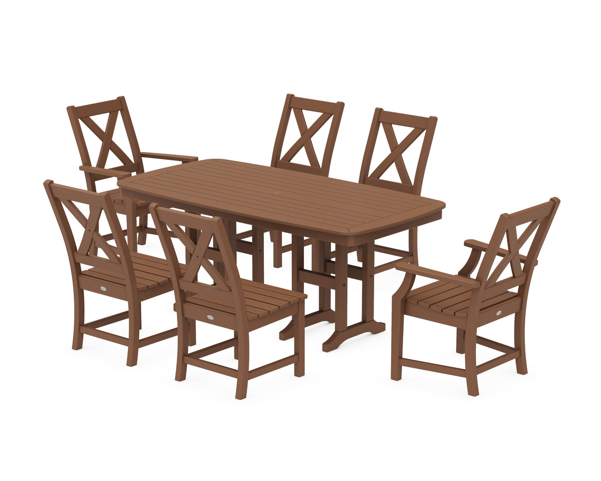 POLYWOOD Braxton 7-Piece Dining Set - 37" x 72" Table in Teak