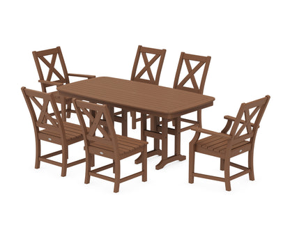 POLYWOOD Braxton 7-Piece Dining Set - 37" x 72" Table in Teak