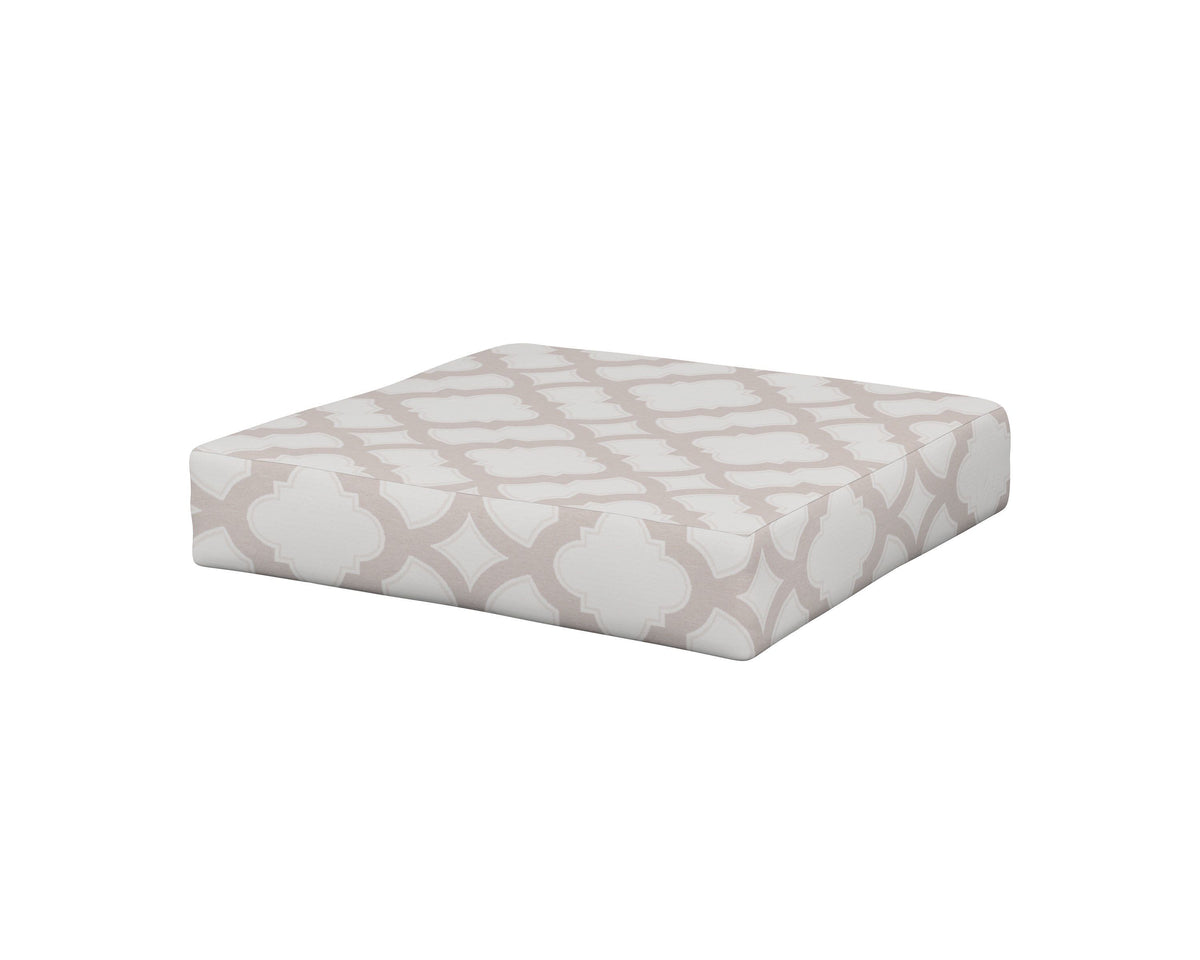 POLYWOOD Prescott Ottoman Cushion in Trellis Dune Burlap